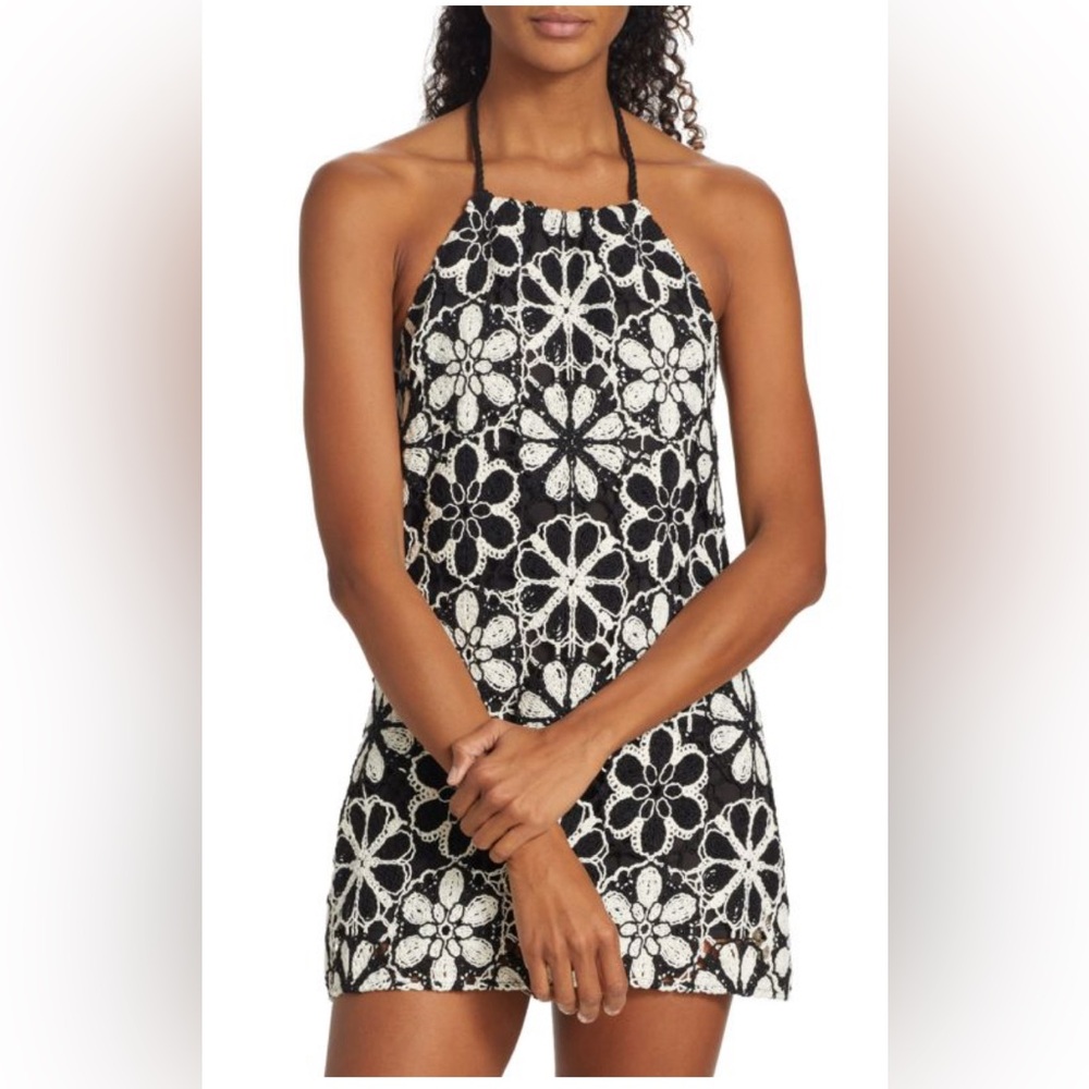Ramy Brook Irina Crochet Halterneck Mini Dress